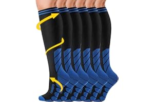 CAMBIVO Bas de Contention Femme Homme 3Paires, Chaussettes de Compression 20-30mmHg, Chaussette Contention Classe 2, pour Circulation Sanguine, Course a Pied, Voyage Avion, Sport, Running, Infirmiere