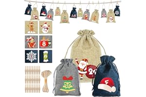 ‎HAIGOU Adventskalender zum Befüllen, Weihnachtskalender Stoffsäckchen zum Selberfüllen, 24 Weihnachten Geschenksäckchen, mit 1-24 Adventszahlen Aufkleber, Adventskalender zum Befüllen Kinder (Bronzieren)