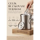 Transformacion &Ccedil;ift Cidarlı Isı Yalıtımlı Buz Kovası Termosu 1.3 L - Premium 304 Paslanmaz &Ccedil;elik S&uuml;zge&ccedil;li ve Maşalı Profesyon