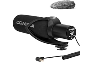 COMICA CVM-V30 PRO Kamera Mikrofon, Professionelles Super-Kardioid Kondensor Shotgun Video Mikrofon mit Low Cut Filter/Windschutz, Externes Richtmikrofon für Sony/Canon/Nikon/Smartphone(Black)