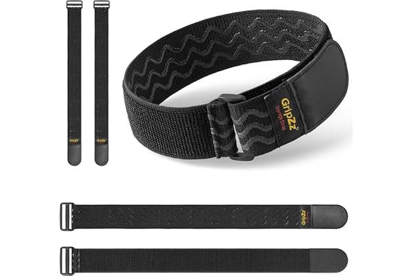 GripZz Gurtbänder, Elastiska Band med Kardborreknäppning, 61x5cm(5 stycken) | Band med Spänne för Organisering av Dina förlängningskablar, Slangar, Cykel, Verkstad, Garage