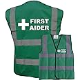 First Aider High Visibility Vest Made of Durable Polyester Fabric - Vibrant Green High Vis Vests with Reflective Vinyl Banding for Safety - Brook Hi Vis,