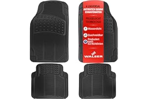 ‎WALSER WALSER Universal Auto-Gummimatten-Set Spartakus, Automatten 4-teilig zuschneidbar, Universal Fußmatten-Auto, PKW-Fußraummatten schwarz