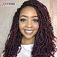 3 Pack Spring Twist Ombre Colors Crochet Braids Synthetic Braiding Hair Extensions Low Temperature Fiber (3Packs-8Inch, T1B-Dark&Light Wine)