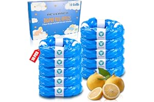 REVERSED® Diaper Bucket Refill Cartridges - Compatible with Tommee Tippee Twist & Click, Angelcare Sangenic, Spross - Fresh Fragrance of Lemon (10 Refills)