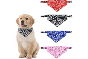HACRAHO Lot de 4 colliers bandana pour chien avec boucle réglable pour petits chiens et chats, taille M