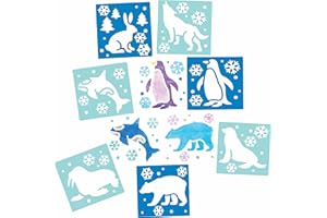 Baker Ross FC269 Arctic Animal Stencils - Pack of 8, Washable Stencils for Kids to Decorate Cards, Pictures, Painting and Printing Projects