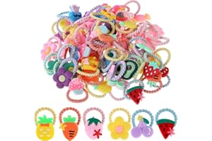 LUSOFIE 60 szt. słodkich gumek do włosów dla dziewczynek, małe gumki do włosów z zawieszkami, kreskówkowe gumki do włosów dla małych dziewczynek, gumki do kucyków dla dziewczynek, niemowląt, maluchów, dzieci