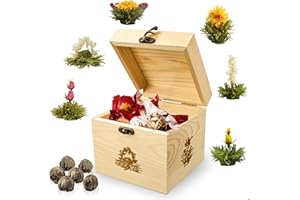 Creano Mix de Fleurs de Thé Blanc - Boîte de Thé en Bois avec 6 Fleurs | 6 Types différents