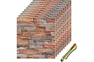 Hyesrtey Carta da Parati Adesiva Muro 10 Pezzi Pannelli Parete Mattoni Pannello Mattone Decorativi 3d per Parete Adesivi paretiper Wallpaper per Cucina Ufficio TV Sfondo, 35 * 38.5 cm (Rosso)