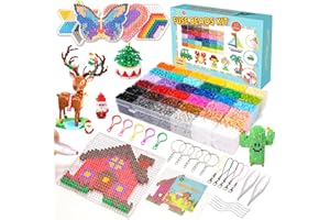 MerryXGift Fuse Beads -11000pcs Iron Beads Set for Kids 36 Colors 5mm Iron Beads for DIY Crafts with 5 Pegboards, 5 Keyrings, 2 Tweezers, Chain Accessories Gifts for Boys Girls