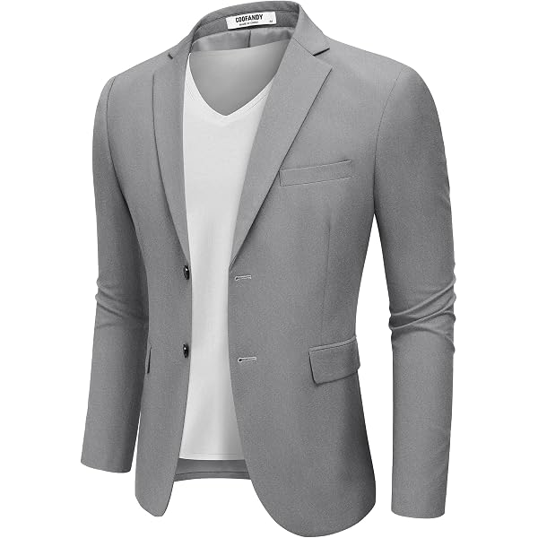 Blazer Slim Homme Col Mandarin - Mélange Coton, Style Décontracté Élégant, Pour Automne