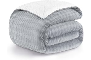 PanxHome Przytulny koc, 200 x 230 cm, przytulny koc bożonarodzeniowy, wełniany koc z wyjątkowym rombem żakardowym, 470 g/m², puszysty koc, ciepły koc Sherpa, koc do mieszkania, dla dziewcząt i dzieci