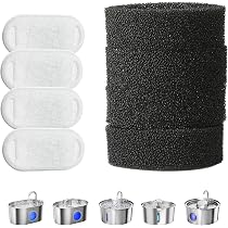 Pack De 16 Recambios Para Fuentes De Agua De Gato Invengo: 8 Filtros + 8 Esponjas, Con Carbón Activado De Coco
