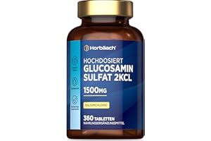 ‎HORBÄACH Glucosamin Sulfat 1500mg 2KCl | Glucosaminsulfat | 360 Hochdosiert Tabletten | Glucosamine Sulphate | von Horbaach