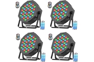 Erreyht 4PCS RGB Battery LED Par Cans, Stage Light 5000 mAh Rechargeable with Remote Control, 36W Uplights Outdoor Battery Powered for Wedding Bar DJ Show Disco