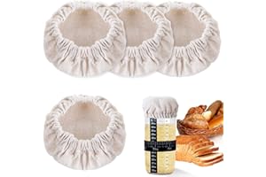 JIEYAO Sauerteig Starterglas Stoffabdeckungen,4 Stück Stoffbezug für Sauerteig Starter Glas 8-10cm Große Elastische Wiederverwendbare Baumwollstoff Stoffabdeckung zum Backen von Sauerteigbrot