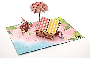 ASVP SHOP Biglietto di auguri 3D Pop Up Oceanfront per tutte le occasioni, fatto a mano, voucher di vacanza, compleanno, spiaggia, festa della mamma e del papà