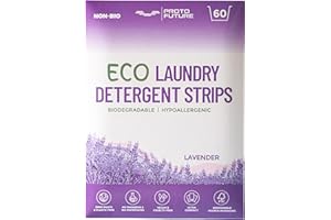 Proto Future Feuilles de Détergent à Lessive Écologique - (60 charges) Biodégradable, Hypoallergénique, Zéro Déchet, Sans Plastique - Sans enzymes, Formule à Base de Plantes (Lavande)