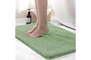 wyewye Tappetino da bagno in microfibra, 2 cm, super assorbente, 50 x 80 cm, verde chiaro