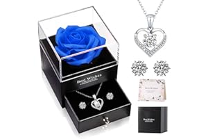 KLVDOPIW Ewige Rose Geschenke für Frauen und Mütter[Halskette Ohrringe]Schmuck Geschenkbox, Rosenbox Geburtstag Hochzeitstag Geschenke, Geburtstagsgeschenk Geschenke für Freundin zum Geburtstag Valentinstag