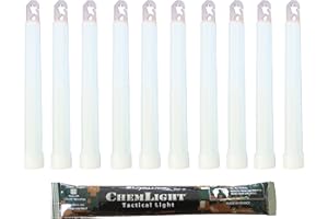 Cyalume Technologies Leuchtstab 15 cm, Original Militärische ChemLight Lightsticks In Weiß (10-er Pack), Hohe Brenndauer Von 8 Stunden, 100% Konform Mit Den NATO-Spezifikationen, SA9-1027078AM