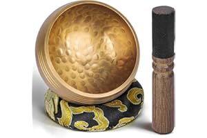 BNEHHOV Bol Tibetain 8cm Set Tibétain pour la Méditation avec Coussin et Maillet en Cuir Bol Tibetain Metaux Fait Main(Népal) Meditation/Yoga Accessoires Cadeau Zen