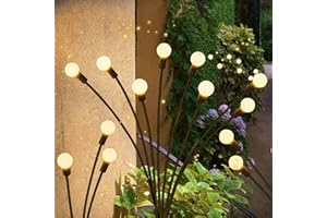 Nestling Lumiere Solaire Exterieur, 4PCS Lampes de Jardin 8 LED IP65 Étanche, Lumières Solaires Lucioles pour Passerelle, Balcon, Décoration de Fête, Blanc Chaud