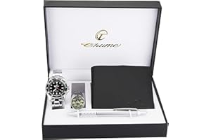 BELLOS Cofanetto regalo orologio uomo nero - lampada LED - portafoglio -penna