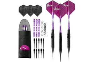 Crazy-M Freccette Darts Dart 3 Pezzi 19 g Freccette Set Freccette Tournament Soft Tip, Freccette in Metallo Nero con Freccette (Freccette morbide) con voli