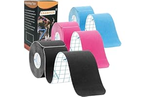 ANAMPION Kinesiology Tape Precut (3 Rolls,60 Strips) Waterproof Sports Tape for Athletes Physio Elastic Tape Pain Relief Adhesive for Muscles Shin Splints Ankle Knee & Shoulder 5m(Mix Color)