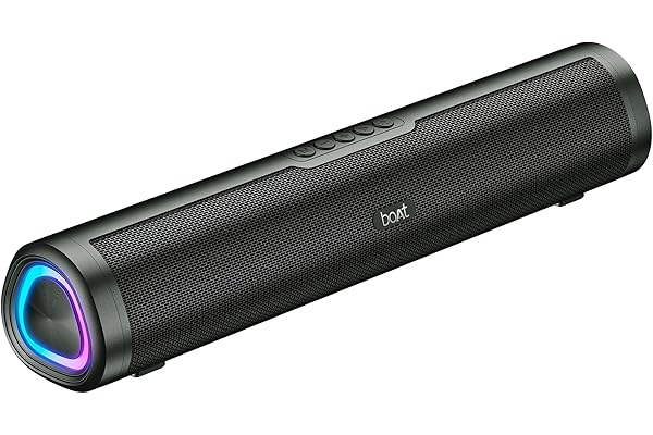 Boat Aavante 2.0 150, 2.0 CH, 16W Signature Sound, RGB LEDs, Dual Full-Range Drivers, Upto 5H Battery, TWS, Multi Ports, Bluetooth Sound bar, Home Theatre Soundbar Speaker (Premium Black)