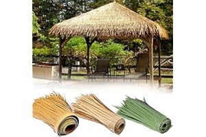 GQZJY Matériaux de chaume de toiture de paille Tiki Toit de chaume de palmier Feuilles de chaume artificielles Décorations de fête Toit de Jardin Tiki Bar(Size:2m/6.5ft,gris)