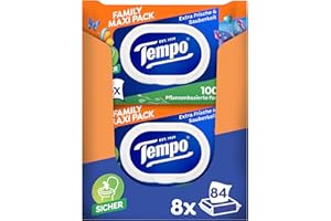‎TEMPO Tempo feuchtes Toilettentuch Maxi Pack_Vorteilspack_8 Stück mit jeweils 84 Tüchern