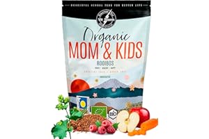 VITSTORM® Tisana BIO MOM & KIDS – Rilassante & Digestiva – Allattamento – Senza Caffeina – Rooibos, Finocchio, Camomilla – Profumata all’Arancia e Lampone – Calda & Fredda – 100g