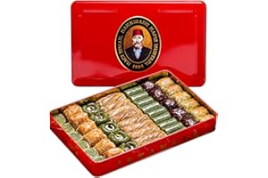 Hafiz Mustafa 1864 Istanbul Baklava Pastry Box - Baked Baklava Dessert Snacks Made from Fresh Phyllo Dough Sheets, Pistachio, Hazelnut, Walnut - Turkish Sweets Tray Gift Ideas for Birthday, Christmas