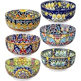 vancasso SIMI Series Set of 6 Ceramic Soup Bowls, 840ML Cereal Bowls, Large Coloured Salad Bowls for Pasta, Breakfast, Microw