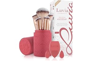 LUVIA COSMETICS Luvia 14-częściowy zestaw pędzli do makijażu – wegański zestaw pędzli kosmetycznych z pędzelkiem XL do pudru, gąbką i blenderem – idealne dla początkujących i profesjonalistów – wysokiej jakości
