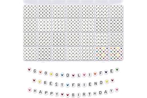 Remione 1400 Stück Buchstabenperlen A-Z Alphabet Perlen Set Perlen für Armbänder zum Auffädeln Schmuck Selber Machen Schwarz & Weiß RM039