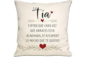 Bommex Tia Regalo de Sobrina Sobrino Espero Que Cada Vez Que abraces Este cojin te recuerde Cuanto te Quiero Funda de Cojin Tia Regalo de Cumpleaños Dia de la Madre (tía)