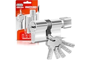 GERCAR Profilzylinder Schließzylinder Zylinderschloss 45/45 Knaufzylinder Türschloss - inkl. 5 Schlüssel - Einzeln - Länge: 90mm, A:45 B:45-1er Set