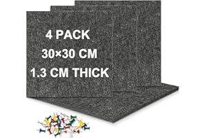 DOLLAR BOSS Felt Pin Board Cork Board 4 PCS, 30×30cm Self-Adhesive Cork Boards for Walls 1.3cm Thick Felt Board Tiles, Notice Board Bulletin Board Memo Board with Pins for Home Bedrooms Photos Gray