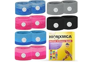 HIONXMGA 6 Paires de Bracelets Anti Nausées – Acupression Naturelle pour Mal des Transports, Nausées Matinales – Réutilisables et Confortables pour Adultes et Enfants
