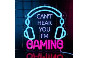 YuanDian Gaming Neon Sign, Can't Hear You I'm Gaming LED Neon Lights Accessories for Game Room Wall Decor for Boys Men Teen Boyfriend Dad Gamers