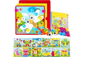 JWDMHSJ Mosaic Plug-In Game for Children, Plug-In Game from 2, Children's Games for Learning Colours, with 12 Colourful Slots and 46 Pegging Beads, Educational Learning Games for Boys Girls Children