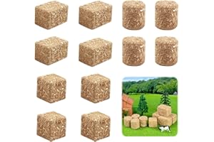 JUGCUT 12Pcs Mini Hay Bales Haystack Decoration, Scene Toy Hay Bales Miniature Haystack Decor, Small Bales Tiny Haystack Fall Village for Table Toy Hay Stacks Dollhouse Decor