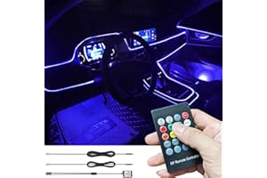TABEN Voiture lumière ambiante RGB télécommande Lampe de lumière décorative Bricolage Refit Flexible Fibre Optique Tuyau 8 Couleurs éclairage intérieur atmosphère lumière 1W DC 12V 3m
