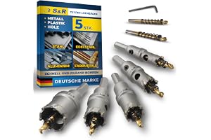 S&R Premium TCT hålsågsset 5 delar 16–30 mm, hålborr metall rostfritt stål