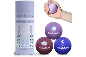 Mindzen Lavender Stress Balls for Adults | Infused with Aromas for Anxiety and Stress Relief | Promote Mindfulness & Improve Focus | Tri-Strength Physical Therapy Hand Grip Exercise & Sensory Fidget