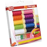 G&uuml;termann Creativ Sewing Thread Set with 10 Bobbins of Coselotall 100 m in Vivid Colours + a Tailor's Tape Measure